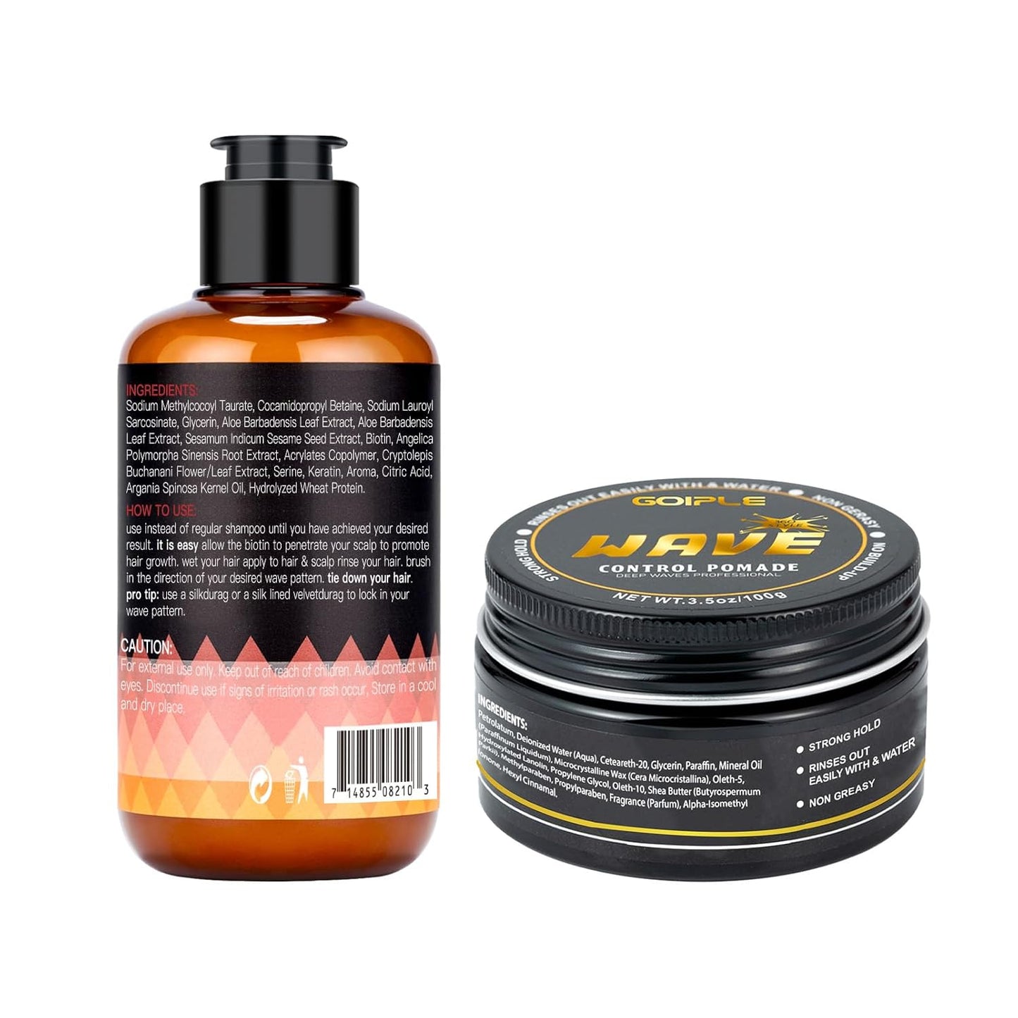 Waves Pomade 360 Waves Hydrating Shampoo Set for Black Men - Strengthens Hair and Promotes Growth