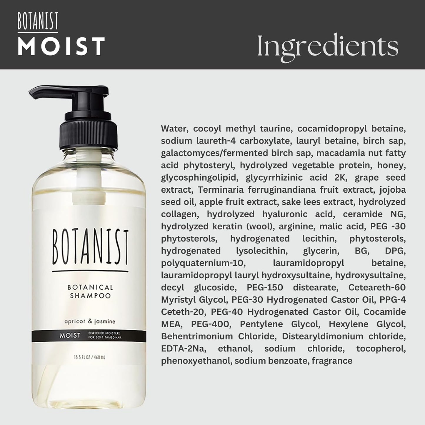 Hydrating Shampoo for Men and Women with Curly Hair, Enriched with Collagen, Jojoba Oil Extract, and Keratin, Paraben and Sulfate Free, 15.5 Fl Oz, Apricot and Jasmine Scent, Includes Pump, Pack of 2