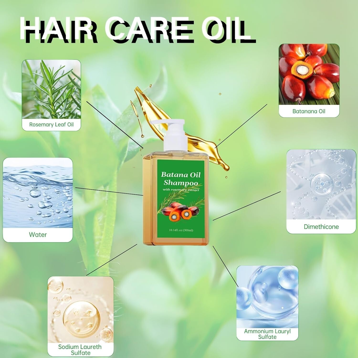 300ML Batana Oil Shampoo Batana Shampoo, Rosemary Oil Shampoo, Shampoo De Batana