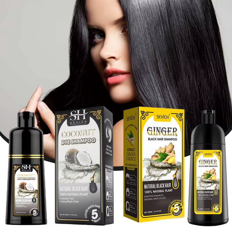 Herbal Black Hair Dye Shampoo 500ml - Effectively Eliminate White Hair