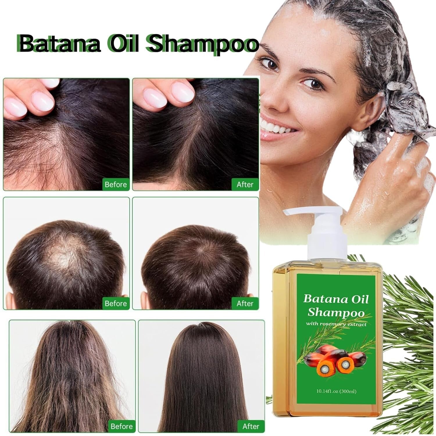 300ML Batana Oil Shampoo Batana Shampoo, Rosemary Oil Shampoo, Shampoo De Batana