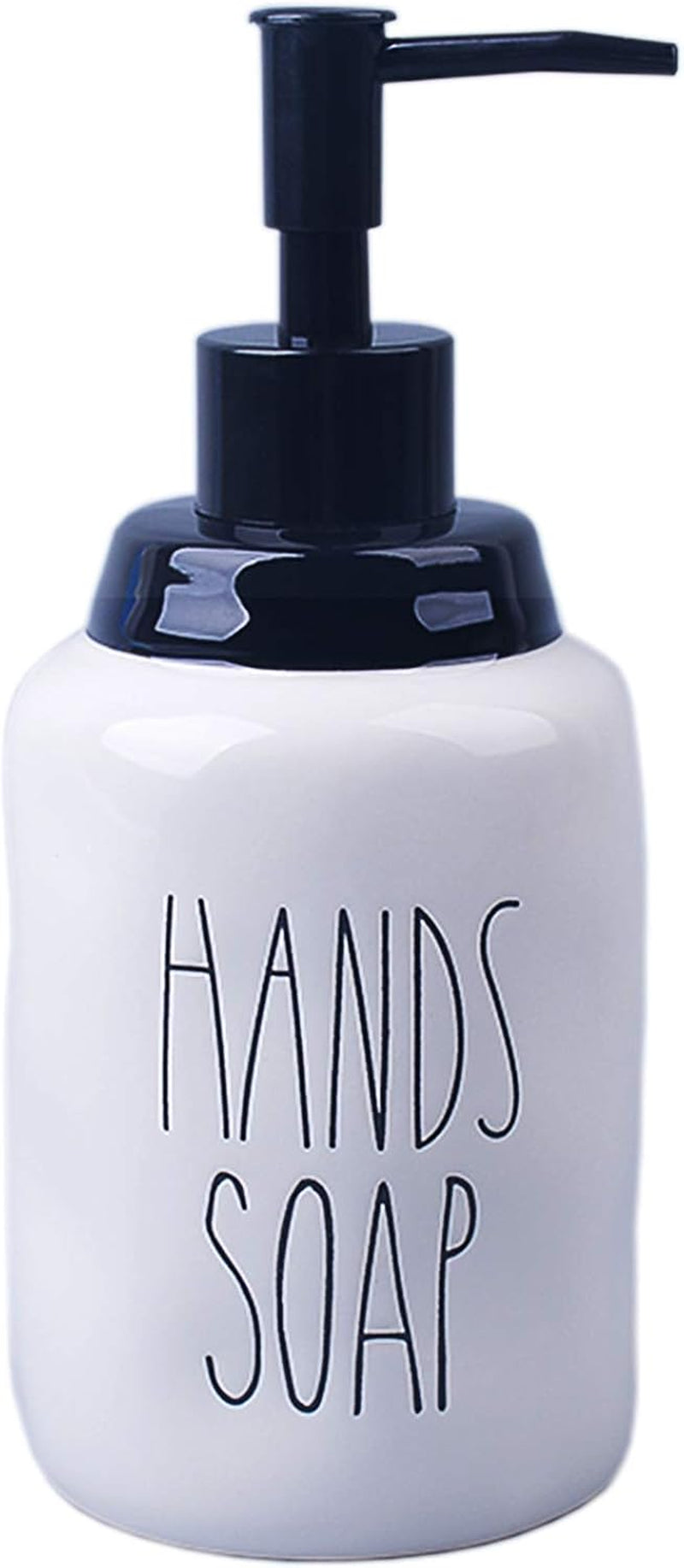 Ceramic Soap Dispenser Set for Dishes and Hands – Farmhouse Style Liquid Dispenser Bottles, Ideal for Kitchen Counter or Sink Décor (16 Oz, White with Black Pump and Lettering)