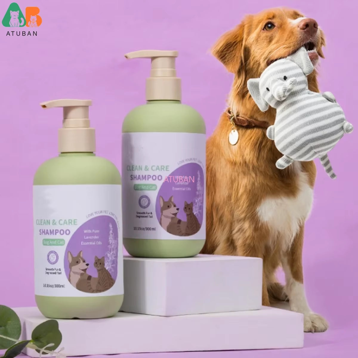 ATUBAN Hypoallergenic Dog Shampoo and Conditioner with Probiotics, Royal Lavender Scent for Odor Control