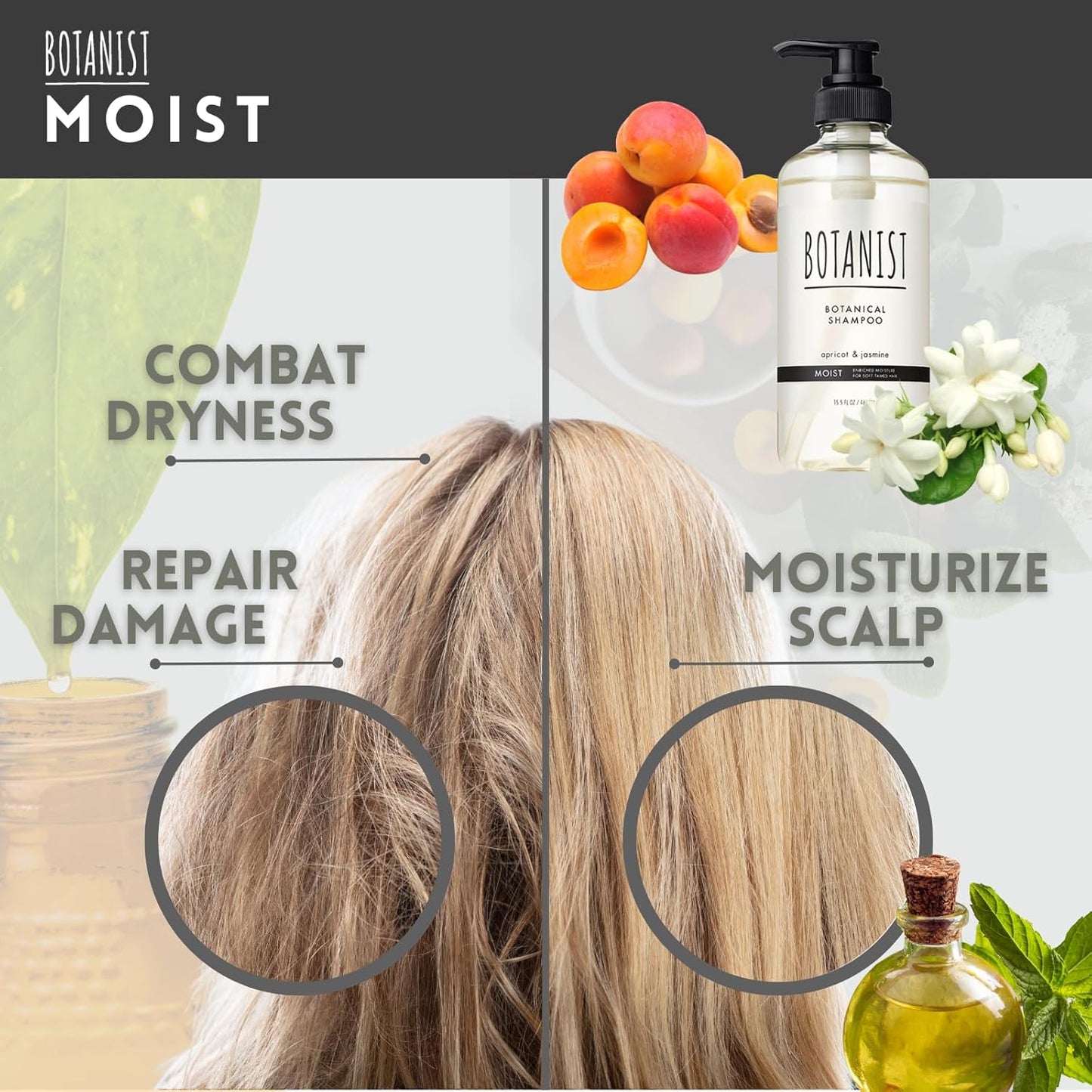 Hydrating Shampoo for Men and Women with Curly Hair, Enriched with Collagen, Jojoba Oil Extract, and Keratin, Paraben and Sulfate Free, 15.5 Fl Oz, Apricot and Jasmine Scent, Includes Pump, Pack of 2