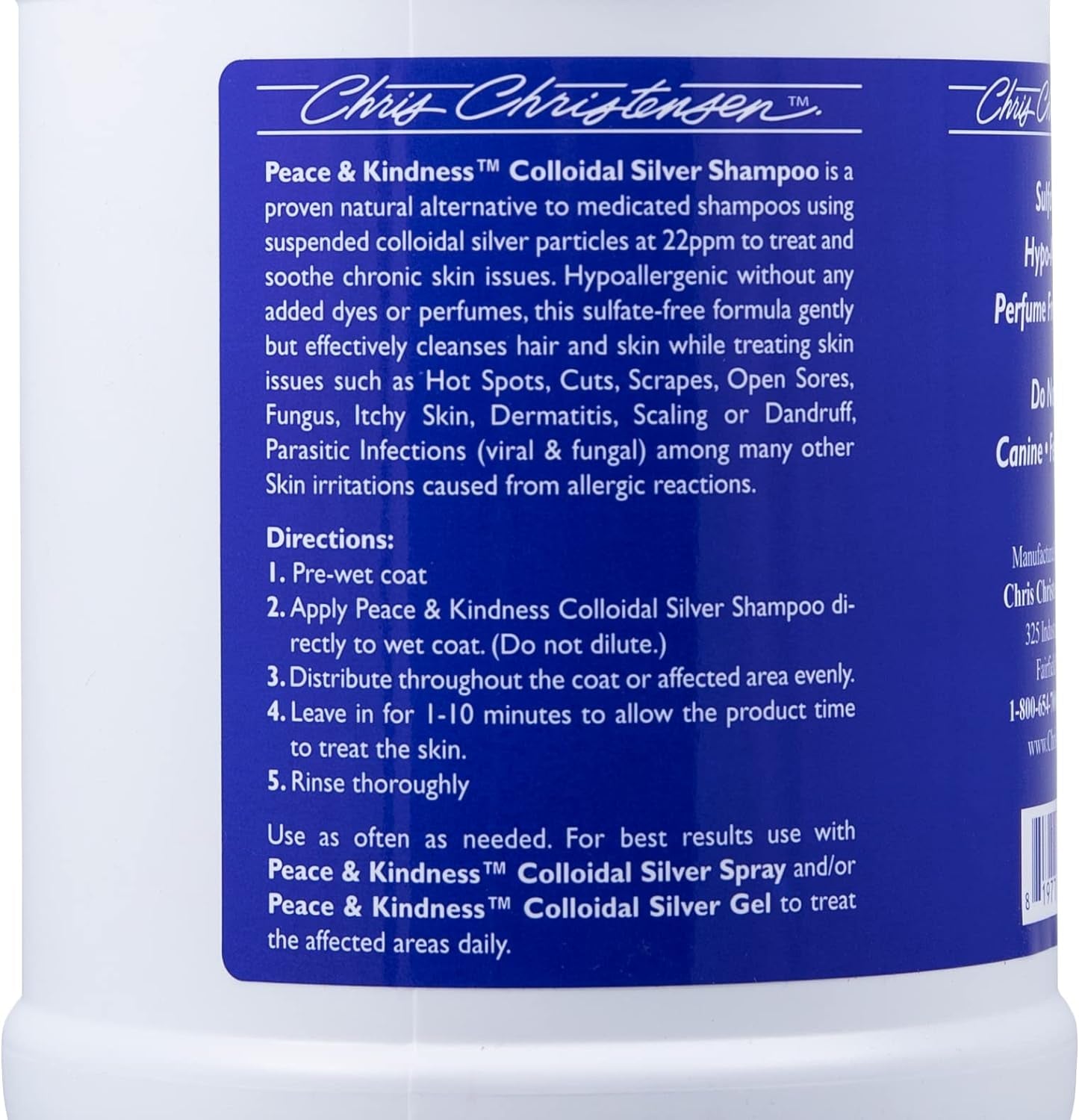 Professional Dog Shampoo - Peace & Kindness Formula for Skin Issues with Colloidal Silver - 64 Oz.