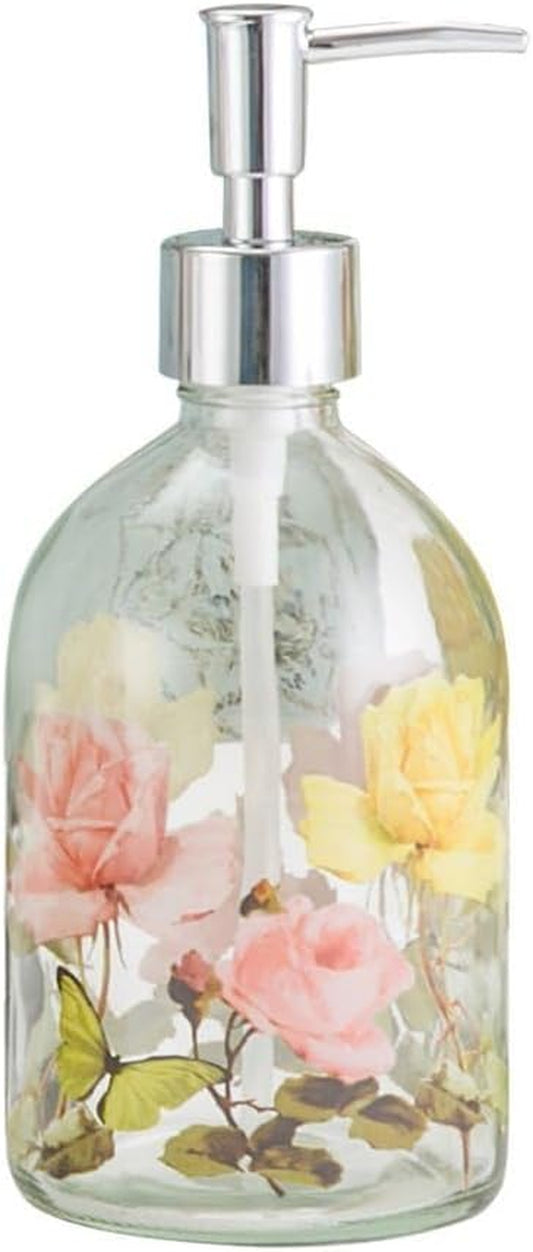 Refillable 17 Oz Glass Soap Dispenser with Pump for Bathroom and Kitchen
