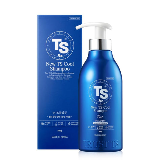 TS New TS Cool Shampoo | Cooling Korean Shampoo with Mint & Tea Tree Oil | Hair Loss Care with Dexpanthenol, Salicylic Acid | Suitable for Oily Scalp (17.6 Fl Oz)