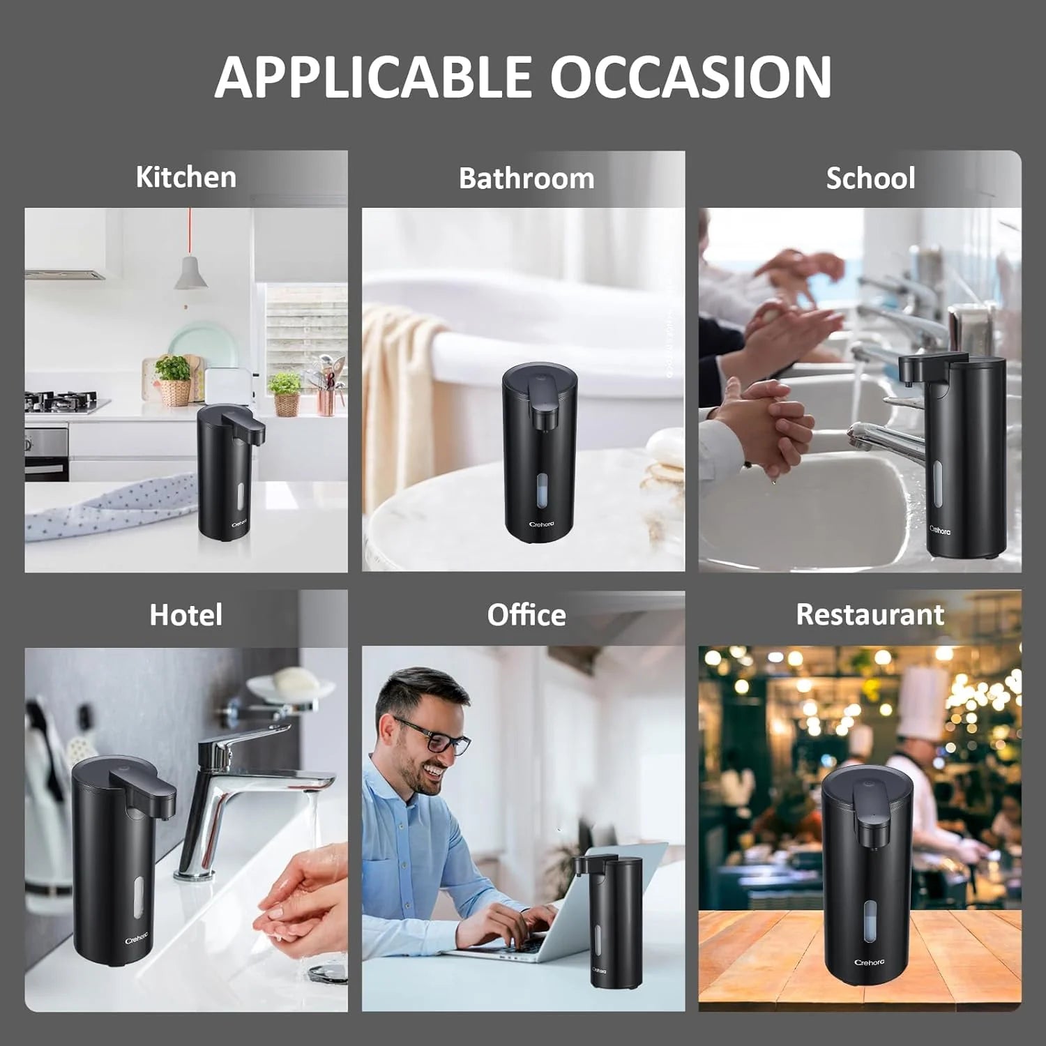 Automatic Soap Dispenser, Touchless Soap Dispenser, 3 Adjustable Volume Hand Free Soap Dispenser, Bathroom Soap Dispenser, Dish Soap Dispenser for Kitchen Bathroom, Liquid Soap Dispenser Black
