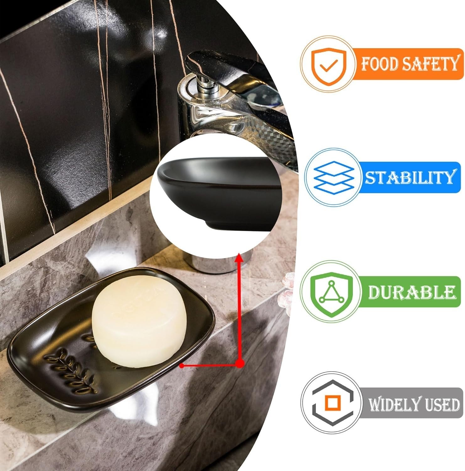 Ceramic Soap Dish Holder for Bar Soap or Sponge Use - White 1 Pc