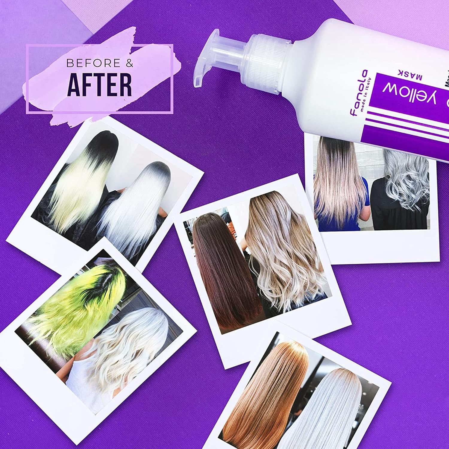 Say goodbye to brassiness! 🌟✨ Grab our No Yellow Shampoo & Mask duo for stunning blonde, silver, and highlighted hair! 💜 #HairCare #BlondeGoals #BrassyNoMore
