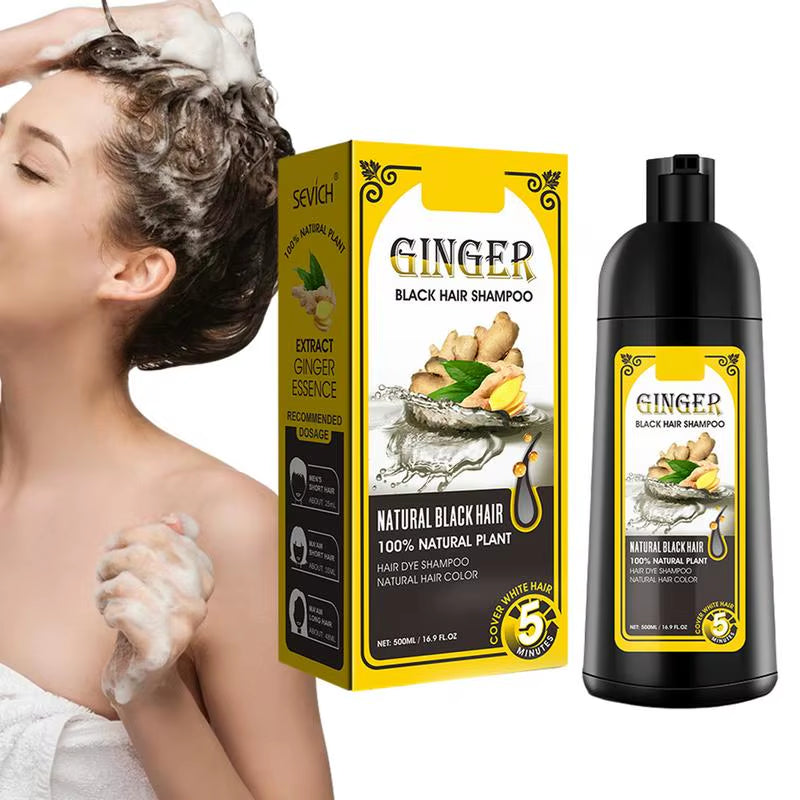 Herbal Black Hair Dye Shampoo 500ml - Effectively Eliminate White Hair