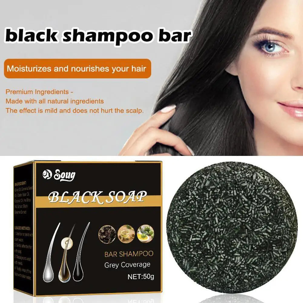 Say goodbye to gray hair with our Black Polygonum Multiflorum Shampoo Bar! 🌟✨ Perfect for a natural dye and nourished locks! #HairCare #GrayHairSolution