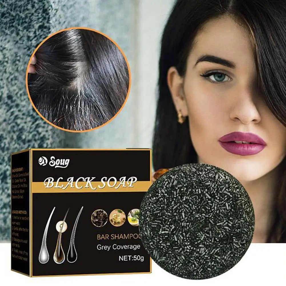 Say goodbye to gray hair with our Black Polygonum Multiflorum Shampoo Bar! 🌟✨ Perfect for a natural dye and nourished locks! #HairCare #GrayHairSolution