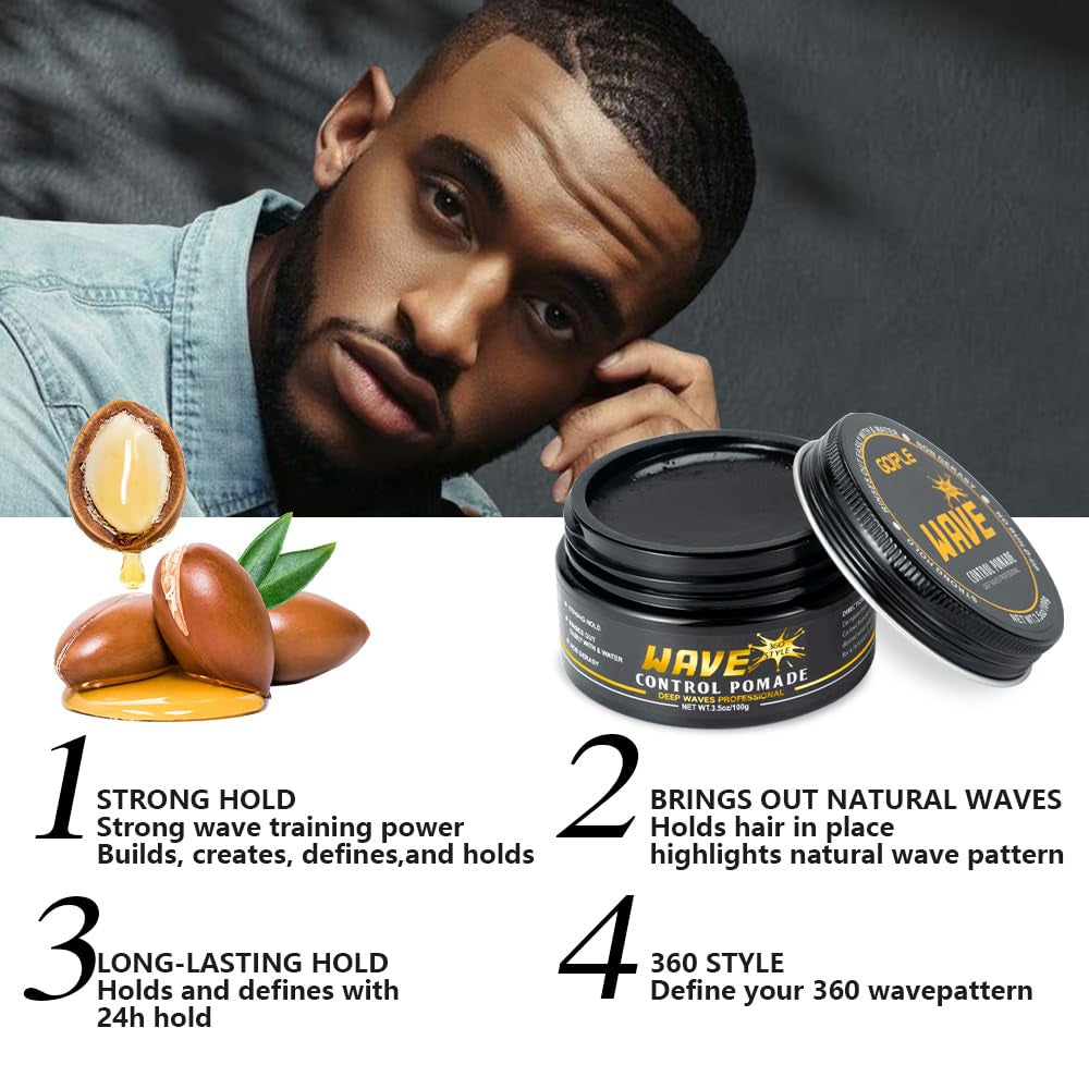 Waves Pomade 360 Waves Hydrating Shampoo Set for Black Men - Strengthens Hair and Promotes Growth