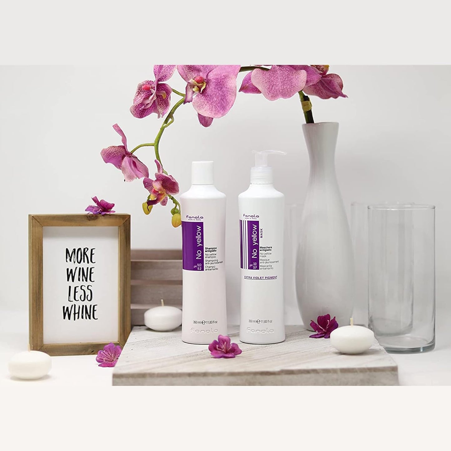 Say goodbye to brassiness! 🌟✨ Grab our No Yellow Shampoo & Mask duo for stunning blonde, silver, and highlighted hair! 💜 #HairCare #BlondeGoals #BrassyNoMore