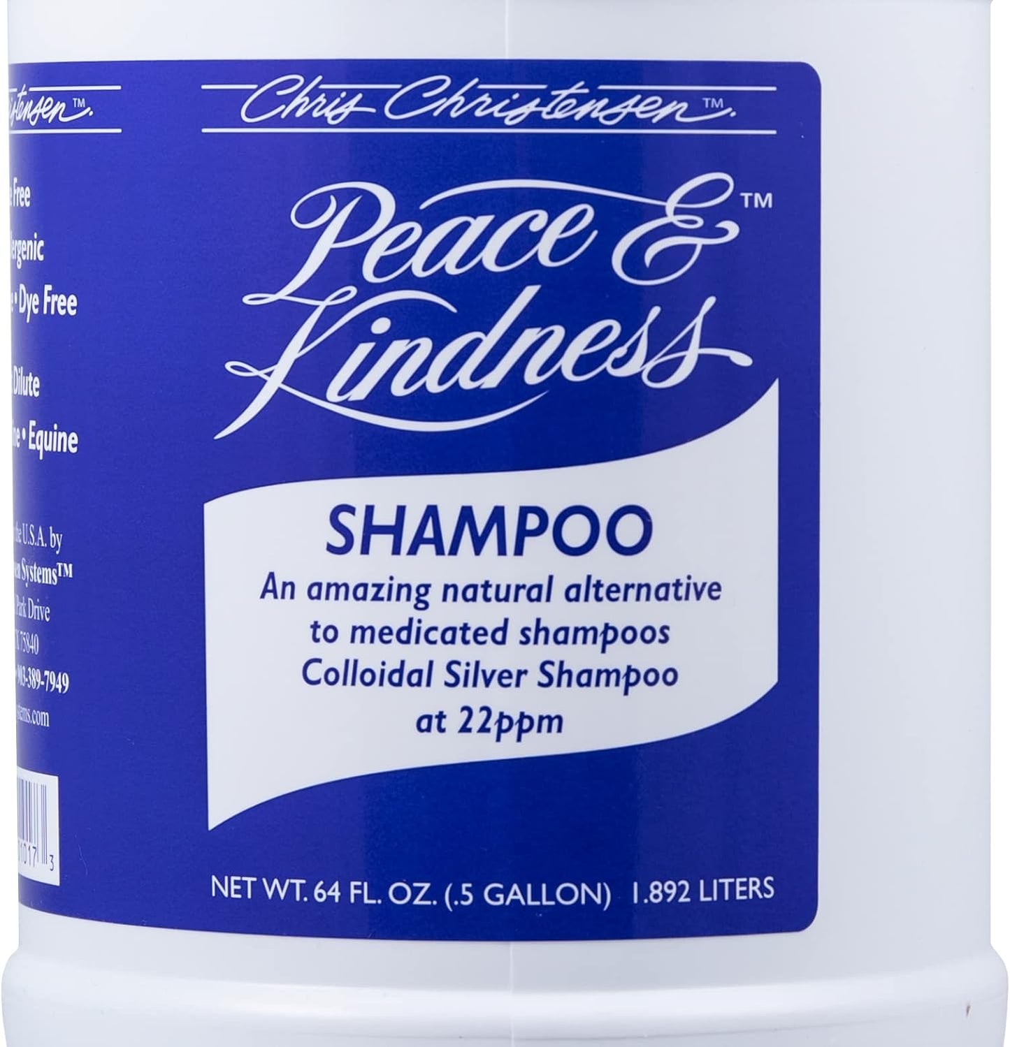 Professional Dog Shampoo - Peace & Kindness Formula for Skin Issues with Colloidal Silver - 64 Oz.