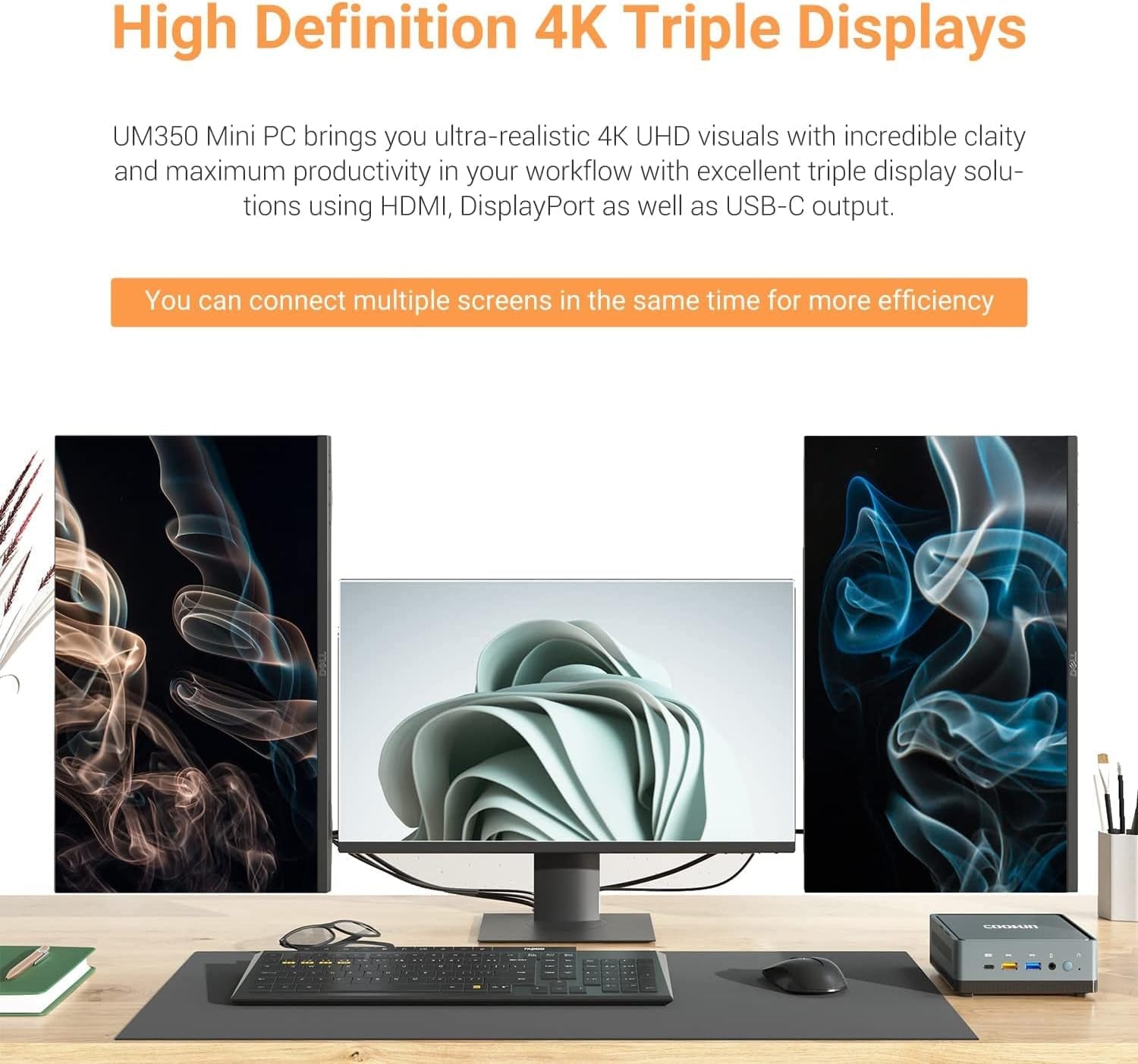 UM350 Mini PC 16 GB RAM 512 GB Pcie SSD AMD Ryzen 5 3550H Mini Computers with Upgradable Radeon Vega 8 Graphics, Dual-Band Wi-Fi, 4K HDMI/DP/USB-C Desktop Computer