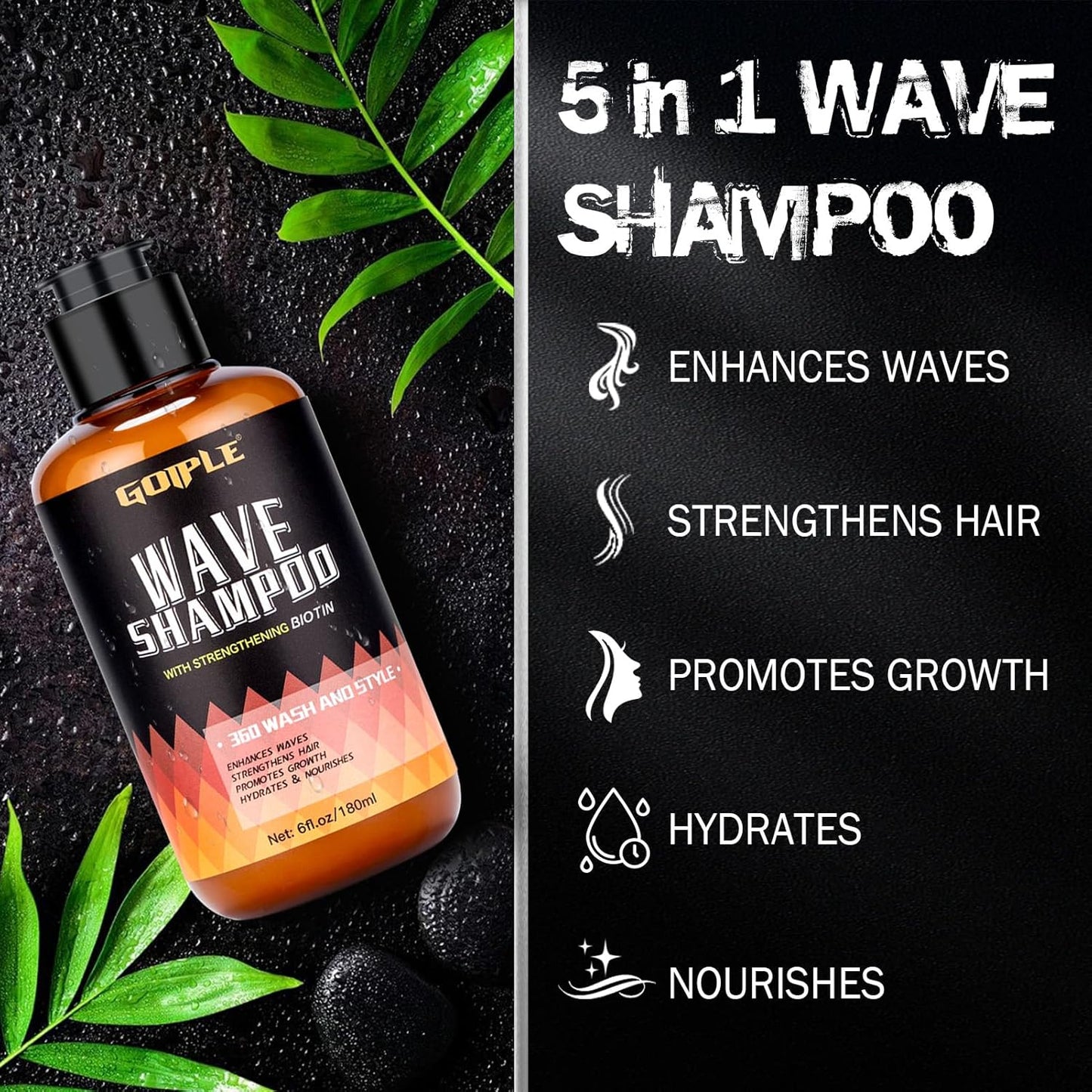 Waves Pomade 360 Waves Hydrating Shampoo Set for Black Men - Strengthens Hair and Promotes Growth