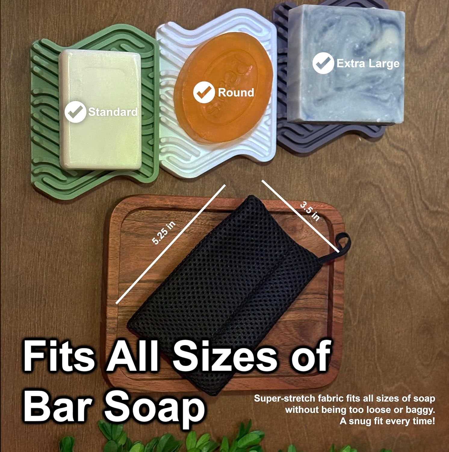 100% Recycled Soap Bag, Soap Saver Pouch for Bar Soap, Loofah Bath Scrubber for Bar Soap + Medium Exfoliator, Mesh Soap Bag, Soap Sock, Soap Pouch - 1 Pack