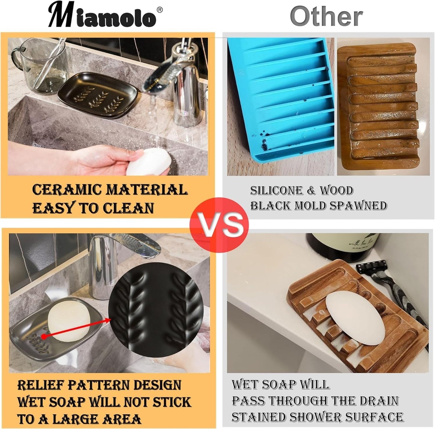 Ceramic Soap Dish Holder for Bar Soap or Sponge Use - White 1 Pc