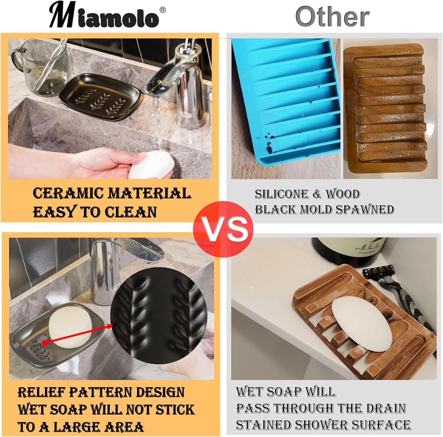 Ceramic Soap Dish Holder for Bar Soap or Sponge Use - White 1 Pc