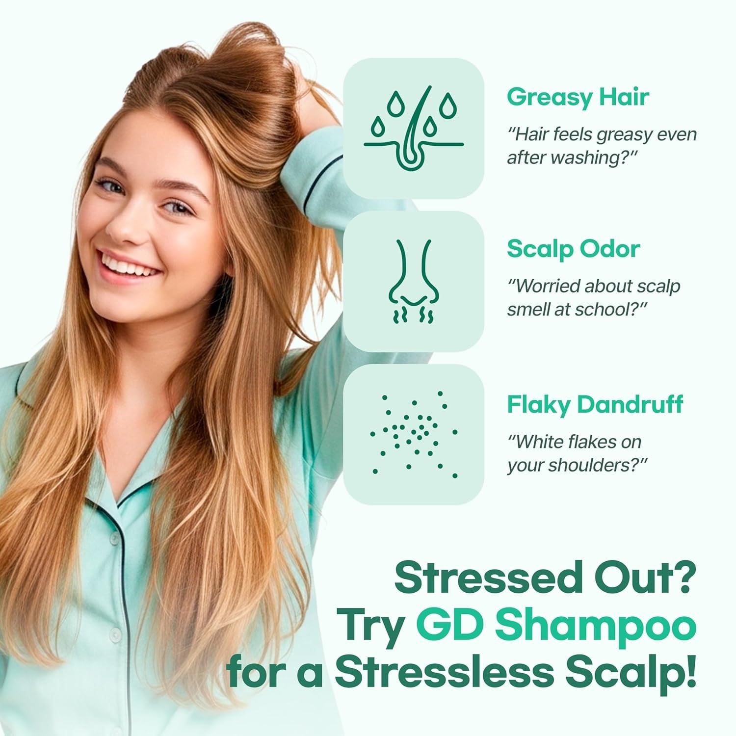 TS GD Shampoo for Teens | Korean Anti-Dandruff for Oily & Itchy Scalp | Fruity Allergy-Free Scent | Sulfate-Free Gentle Hair Care (14.1 Oz) (GD Shampoo for Girl)