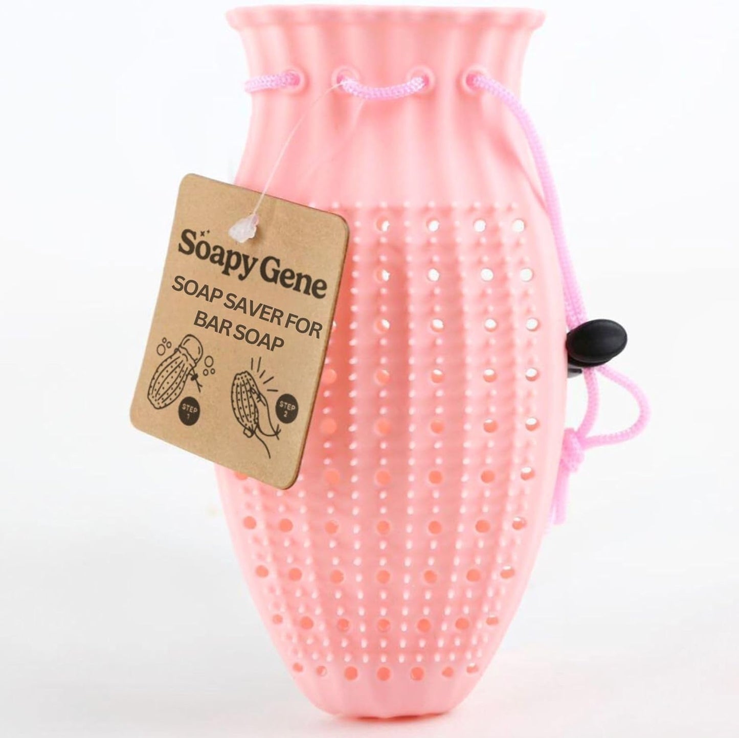 Soap Saver Bag, Gentle Exfoliating Loofah Pouch, Soap Sleeves for Bars, Exfoliating Bag, Bar Soap Pouch, Mesh Soap Bags for Soap Bars, Soap Bar Bag, Silicone Body Scrubber, Pink Loofah